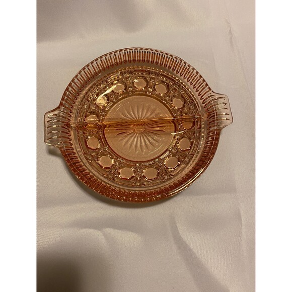 Pink Indiana Glass Depression Glass Divided Dish | Windsor Royal Pattern - Picture 1 of 4